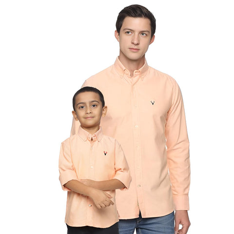 U.S. ELK Boys' and Men's Long Sleeve Button Down Dress Shirts-Orange