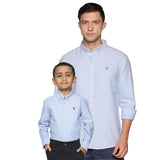 U.S. ELK Boys' and Men's Long Sleeve Button Down Dress Shirts-Sky Blue