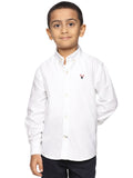 Boys Long Sleeve Oxford Dress Shirt | Kids Button Down Shirt - White