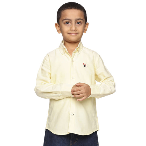 Boys Long Sleeve Oxford Dress Shirt| Kids Button Down Shirt - Yellow