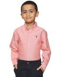 Boys Long Sleeve Oxford Dress Shirt | Kids Button Down Shirt - Oxford Red