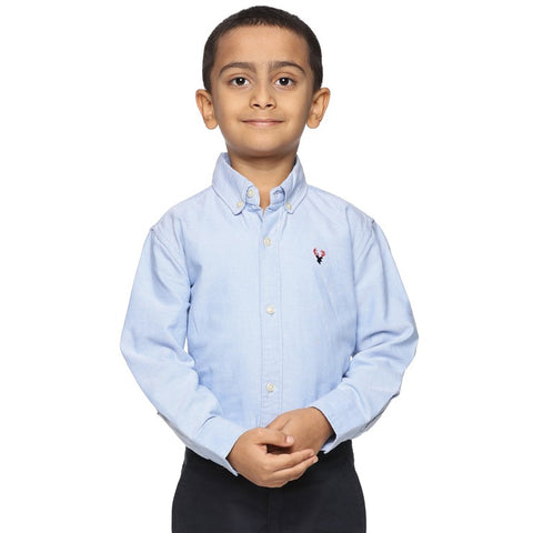 Kids Classic Formal Button Down Shirt | Collared Neck Cotton Shirt - Sky Blue