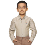 Boys Long Sleeve Oxford Dress Shirt| Kids Button Down Shirt - Khaki