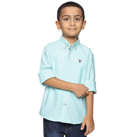 Kids Classic Formal Button Down Shirt | Collared Neck Cotton Shirt -Sea Green