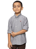 Boys Long Sleeve Oxford Dress Shirt| Kids Button Down Shirt - Grey