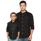 U.S. ELK Boys' and Men's Long Sleeve Button Down Dress Shirts-Black