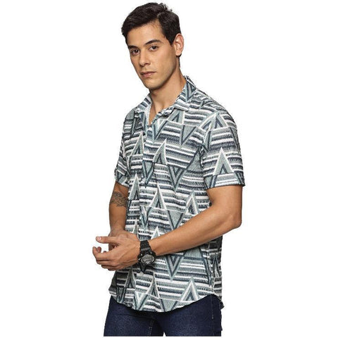 Men's Printed Shirt | Half sleeves Hawaiian Shirts For Men - Pyramid Grey U.S. ELK