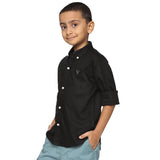 Boys Long Sleeve Oxford Dress Shirt| Kids Button Down Shirt - Black