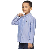 U.S. ELK Boys' and Men's Long Sleeve Button Down Dress Shirts-Blue