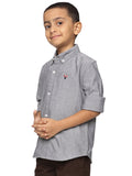 Boys Long Sleeve Oxford Dress Shirt| Kids Button Down Shirt - Grey