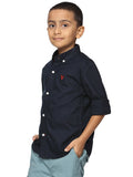 Boys Long Sleeve Oxford Dress Shirt| Kids Button Down Shirt - Navy Blue