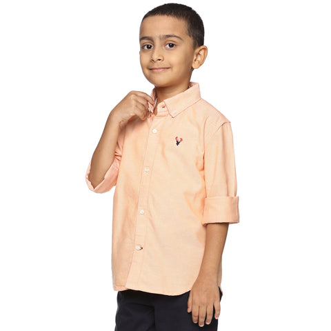 Boys Long Sleeve Oxford Dress Shirt| Kids Button Down Shirt - Orange