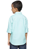 U.S. ELK Boys' and Men's Long Sleeve Button Down Dress Shirts-Sea Green