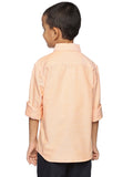 U.S. ELK Boys' and Men's Long Sleeve Button Down Dress Shirts-Orange