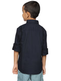 Boys Long Sleeve Oxford Dress Shirt| Kids Button Down Shirt - Navy Blue