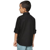 U.S. ELK Boys' and Men's Long Sleeve Button Down Dress Shirts-Black