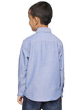 U.S. ELK Boys' and Men's Long Sleeve Button Down Dress Shirts-Blue