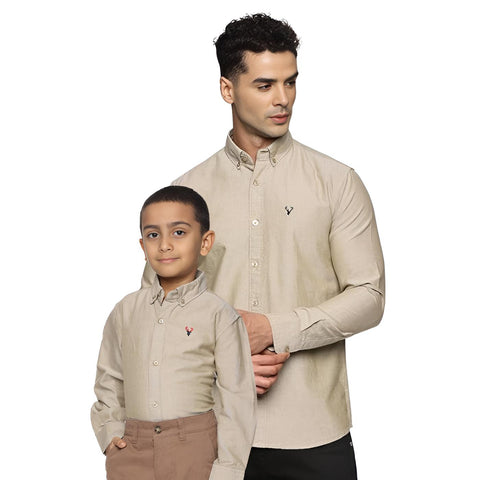 U.S. ELK Boys' and Men's Long Sleeve Button Down Dress Shirts- Khaki