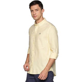 U.S. ELK Men's Button Down Slim Fit, Casual Long Sleeve Shirt - Yellow U.S. ELK