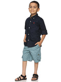 Boys Long Sleeve Oxford Dress Shirt| Kids Button Down Shirt - Navy Blue