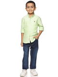 Boys Long Sleeve Oxford Dress Shirt | Kids Button Down Shirt - Parrot Green