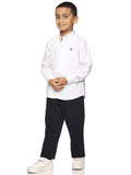 Boys Long Sleeve Oxford Dress Shirt | Kids Button Down Shirt - White