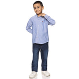 U.S. ELK Boys' and Men's Long Sleeve Button Down Dress Shirts-Blue