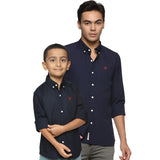 U.S. ELK Boys' and Men's Long Sleeve Button Down Dress Shirts- Navy Blue