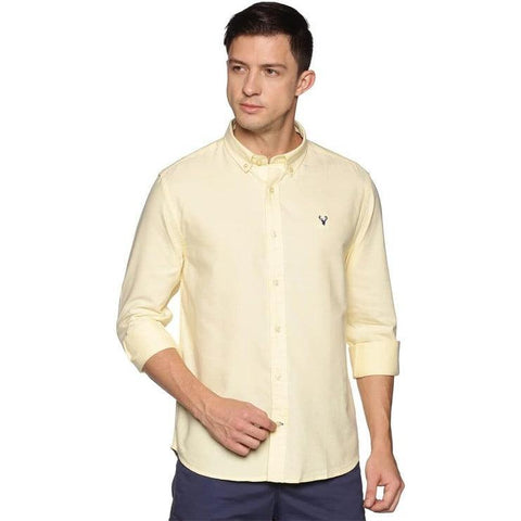 U.S. ELK Men's Button Down Slim Fit, Casual Long Sleeve Shirt - Yellow U.S. ELK