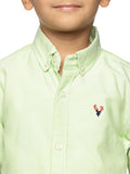 Boys Long Sleeve Oxford Dress Shirt | Kids Button Down Shirt - Parrot Green