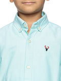 U.S. ELK Boys' and Men's Long Sleeve Button Down Dress Shirts-Sea Green