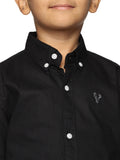 U.S. ELK Boys' and Men's Long Sleeve Button Down Dress Shirts-Black