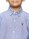 U.S. ELK Boys' and Men's Long Sleeve Button Down Dress Shirts-Blue