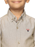 Boys Long Sleeve Oxford Dress Shirt| Kids Button Down Shirt - Khaki