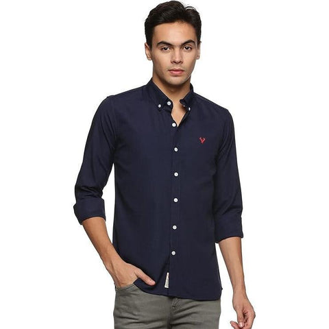 U.S. ELK Men's Button Down Slim Fit, Casual Long Sleeve Shirt - Navy Blue U.S. ELK