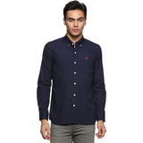 U.S. ELK Men's Button Down Slim Fit, Casual Long Sleeve Shirt - Navy Blue