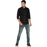 U.S. ELK Men's Button Down Slim Fit, Casual Long Sleeve Shirt - Black U.S. ELK