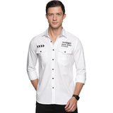 Men's Solid Slim Fit  Regular Shirt with Double Pockets - White