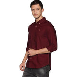 U.S. ELK Men's Button Down Slim Fit, Casual Long Sleeve Shirt - Maroon U.S. ELK