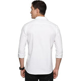 Men's Solid Slim Fit  Regular Shirt with Double Pockets - White