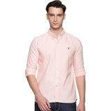 U.S. ELK Men's Button Down Slim Fit, Casual Long Sleeve Shirt - Peach U.S. ELK