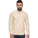 U.S. ELK Men's Button Down Slim Fit, Casual Long Sleeve Shirt - White-Beige U.S. ELK