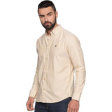 U.S. ELK Men's Button Down Slim Fit, Casual Long Sleeve Shirt - White-Beige U.S. ELK