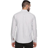 U.S. ELK Men's Button Down Slim Fit, Casual Long Sleeve Shirt - White-Grey U.S. ELK