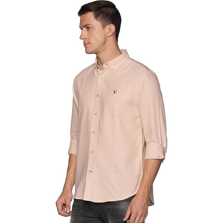 mens dress shirt beige U.S. ELK Men's Button Down Slim Fit, Casual Long Sleeve Shirt