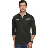 Men's Solid Slim Fit  Regular Shirt with Double Pockets - Green