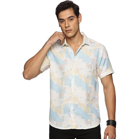 Men's Printed Shirt | Half sleeves Hawaiian Shirts For Men - Blue Cube U.S. ELK