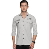 Men's Slim Fit Regular Double pocket Shirt-Grey U.S. ELK