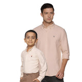 U.S. ELK Boys' and Men's Long Sleeve Button Down Dress Shirts- Beige