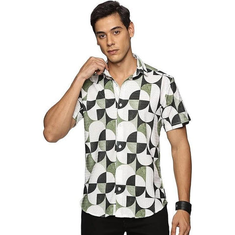 Men's Printed Shirt | Half sleeves Hawaiian Shirts For Men - Moss Green U.S. ELK